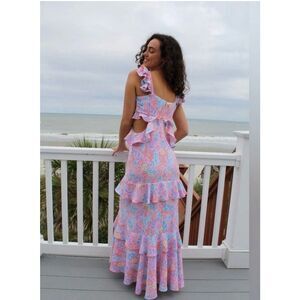 Simply Southern Pineapple Ruffle Maxi Dress Women’s Size M